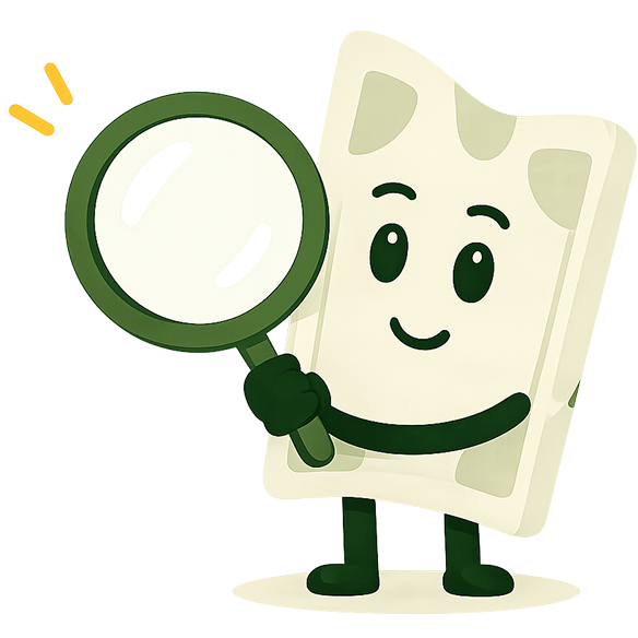 Worthy mascot with magnifying glass